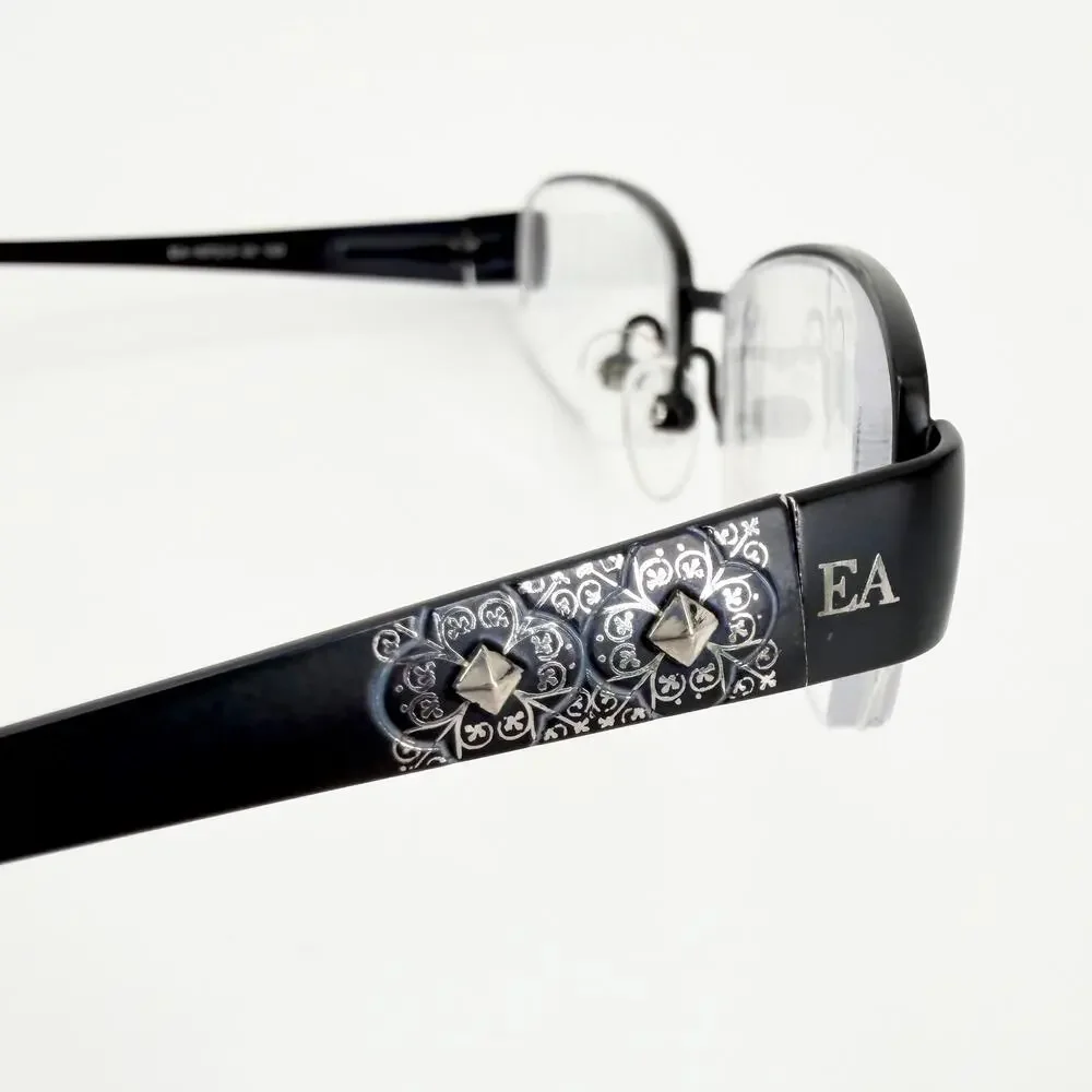 Elizabeth Arden Semi Rimless Rectangle Eyeglasses Blue Floral 51□17 Office EUC